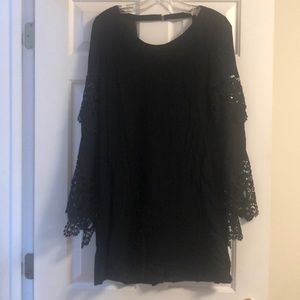 Black dress with lace flare sleeves